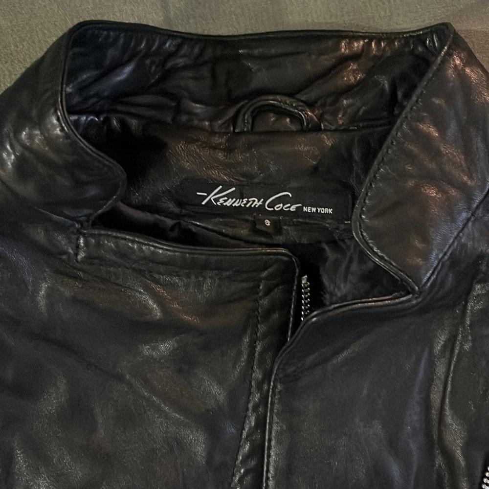 Small black real leather Moto jacket Kenneth Cole